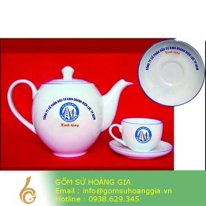 Bộ ấm chén kẻ viền xanh lục 02B