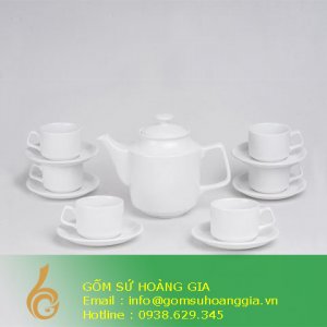 Bộ trà nắp lồi trắng 27